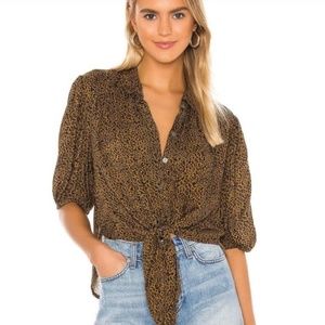 💖 Free People Celia Printed Tie Front Hem Blouse